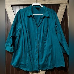 Lane Bryant Teal Button-Down Shirt